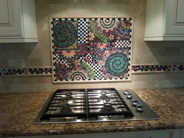 A custom mosaic backsplash